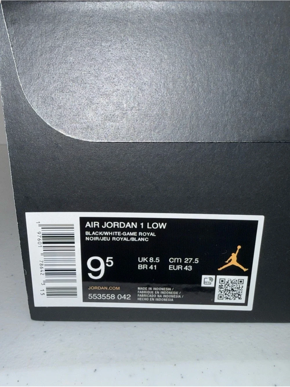 Jordan Men’s Low-Top Sneakers - Black / Blue / White 9.5